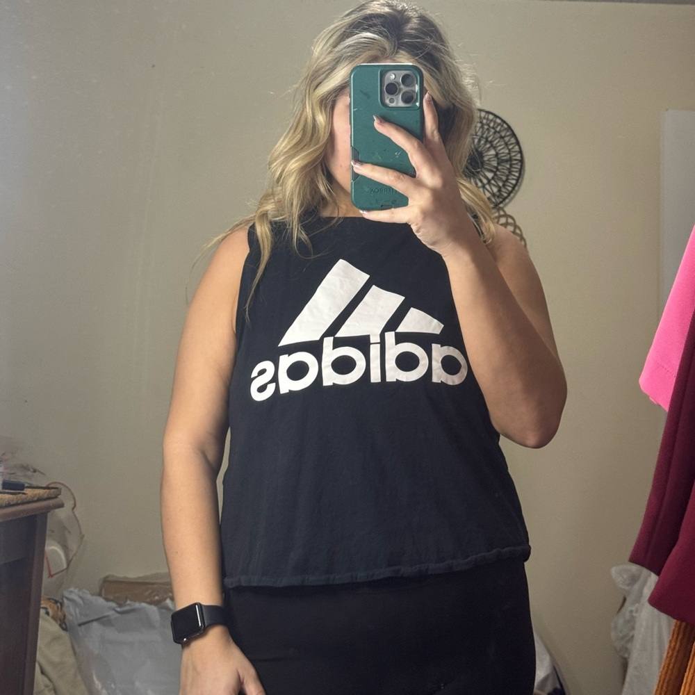 Adidas Black Mesh Detail Top